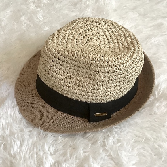 Steve Madden Accessories - Like New Steve Madden Fedora Straw Jute Tan Black OS
